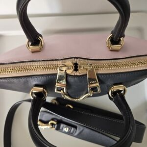 Chloe Pink and Black Satchel with Gold Accents